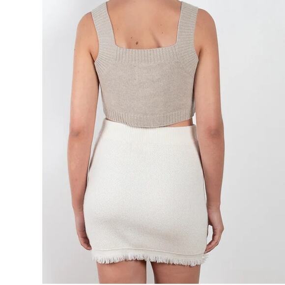 Lisa Yang Adela Skirt 100% Cashmere Cream Size 0 Extra Small XS Mini Fringe Trim - Picture 3 of 14